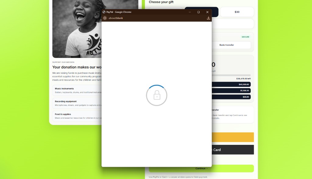 Astute Foundation donation secure PayPal payment window