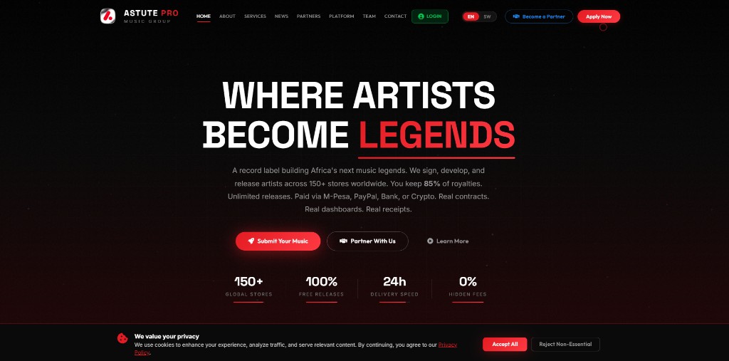 Astute Pro Music Group hero where artists become legends