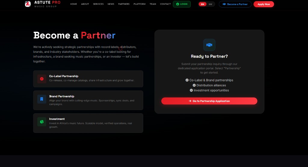 Astute Pro Music become a partner section