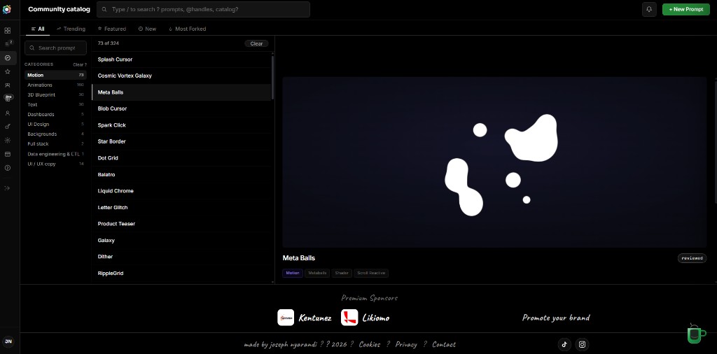 Jonarix community catalog for motion animations and UI prompts