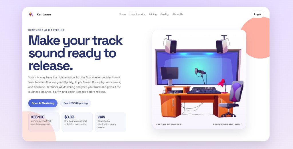 Kentunez AI mastering upload and release-ready audio workflow