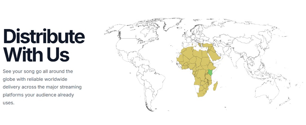 Kentunez worldwide distribution map highlighting Kenya and Africa